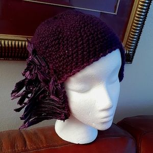 NWOT**Handcrafted deep purple embellished HAT
